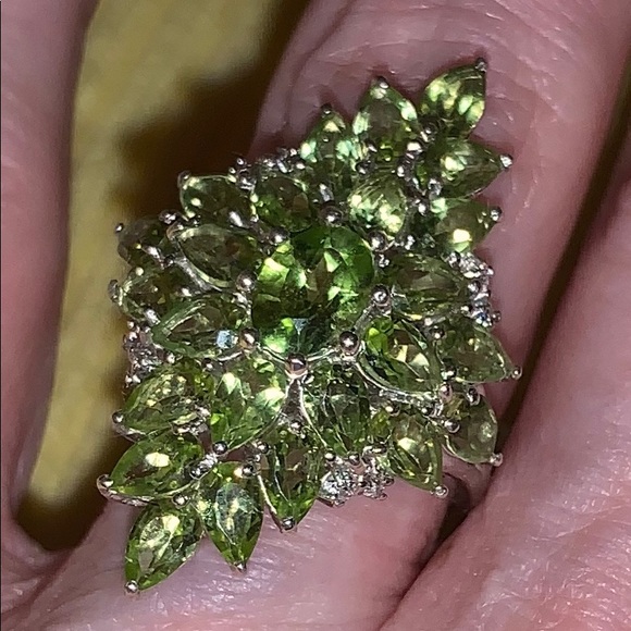PERIDOT,ZIRCON STERLING SILVER RING - Picture 4 of 7